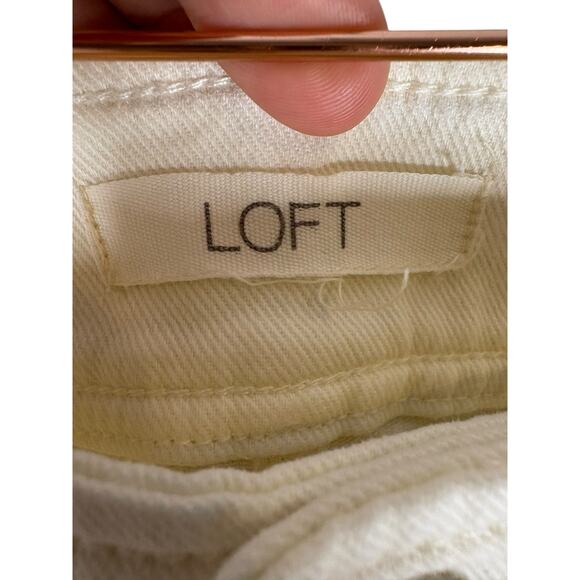 Loft High Rise Wide Leg Cropped Jeans Stretch Cotton Denim Casual Summer Size 30 - Picture 4 of 7